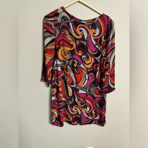 Anthropologie Maeve Shift Dress Size XS Multicolor Swirl  Psychedelic Retro
